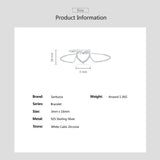 925 Silver Bracelet For Women Heart Cubic Zirconia Fine Jewelry