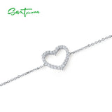 925 Silver Bracelet For Women Heart Cubic Zirconia Fine Jewelry