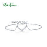 925 Silver Bracelet For Women Heart Cubic Zirconia Fine Jewelry