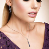 925 Sterling Silver CZ Long Pendant for Women