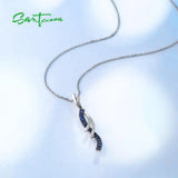 925 Sterling Silver CZ Long Pendant for Women