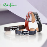 925 Silver Bracelet Bangle Women Adjustable Leather Gemini Constellation