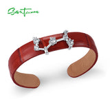 925 Silver Bangle Bracelet Adjustable Leather Scorpio Constellation