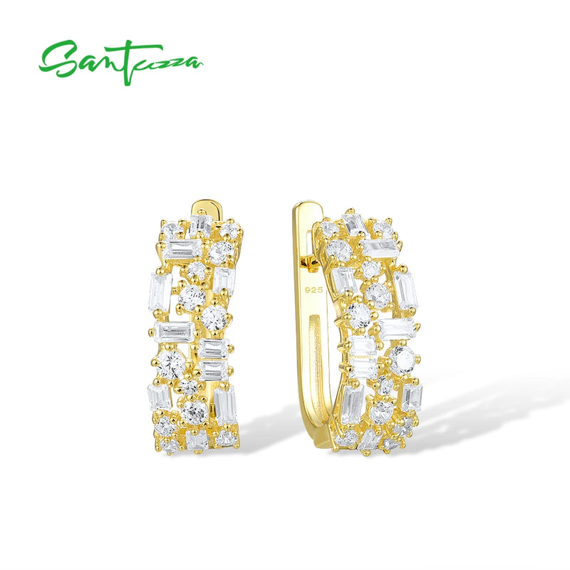 925 Silver CZ Earrings Classic Fine Jewelry