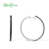 Sterling Silver Hoop Earrings Spinel CZ Large Circle Fine Jewelry
