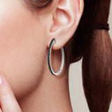 Sterling Silver Hoop Earrings Spinel CZ Large Circle Fine Jewelry