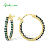 925 Silver Hoop Earrings White/Blue CZ Black/Green Spinel Lab Created Ruby