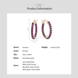 925 Silver Hoop Earrings White/Blue CZ Black/Green Spinel Lab Created Ruby