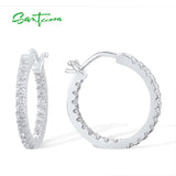 925 Silver Hoop Earrings White/Blue CZ Black/Green Spinel Lab Created Ruby