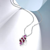 925 Silver Pendant Lab Pink Sapphire Ruby CZ Sweet Wedding Jewelry