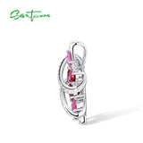 925 Silver Pendant Lab Pink Sapphire Ruby CZ Sweet Wedding Jewelry