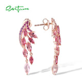 925 Silver Stud Earrings Pink Sapphire/Ruby Marquise Ombre