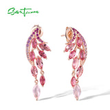 925 Silver Stud Earrings Pink Sapphire/Ruby Marquise Ombre