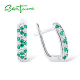 925 Silver Stud Earrings Green Spinel CZ Fine Jewelry