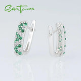 925 Silver Stud Earrings Green Spinel CZ Fine Jewelry