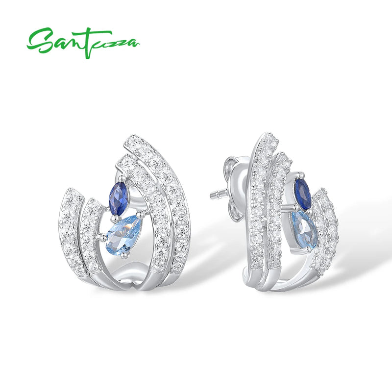 925 Silver Stud Earrings Sparkling Spinel CZ Daily Wear Fine Jewelry