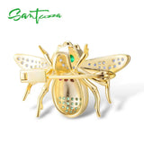 925 Sterling Silver Bee Insect Brooch Fine Jewelry