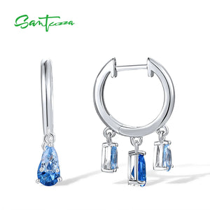 925 Sterling Silver Spinel Pear Hoop Dangling Earrings for Women