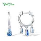 925 Sterling Silver Spinel Pear Hoop Dangling Earrings for Women