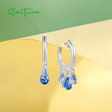 925 Sterling Silver Spinel Pear Hoop Dangling Earrings for Women