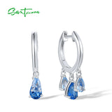 925 Sterling Silver Spinel Pear Hoop Dangling Earrings for Women