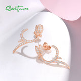925 Silver Earrings CZ Tulip Flower Rose Plated Fine Jewelry