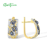 925 Silver Earrings CZ Tulip Plated Classic Jewelry