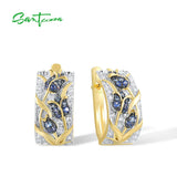 925 Silver Earrings CZ Tulip Plated Classic Jewelry
