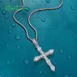 925 Silver CZ Cross Pendant Women's Fine Jewelry