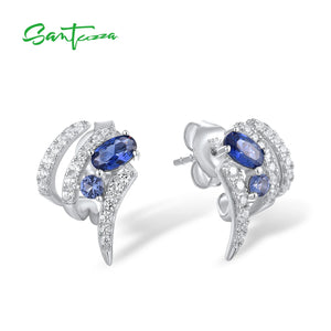 925 Silver Stud Earrings Sparkling Spinel CZ Fine Jewelry