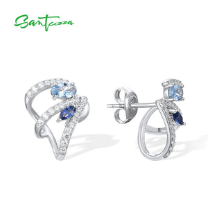 925 Silver Stud Earrings Spinel CZ Fine Jewelry