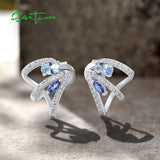 925 Silver Stud Earrings Spinel CZ Fine Jewelry