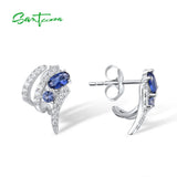 925 Silver Stud Earrings Sparkling Spinel CZ Fine Jewelry