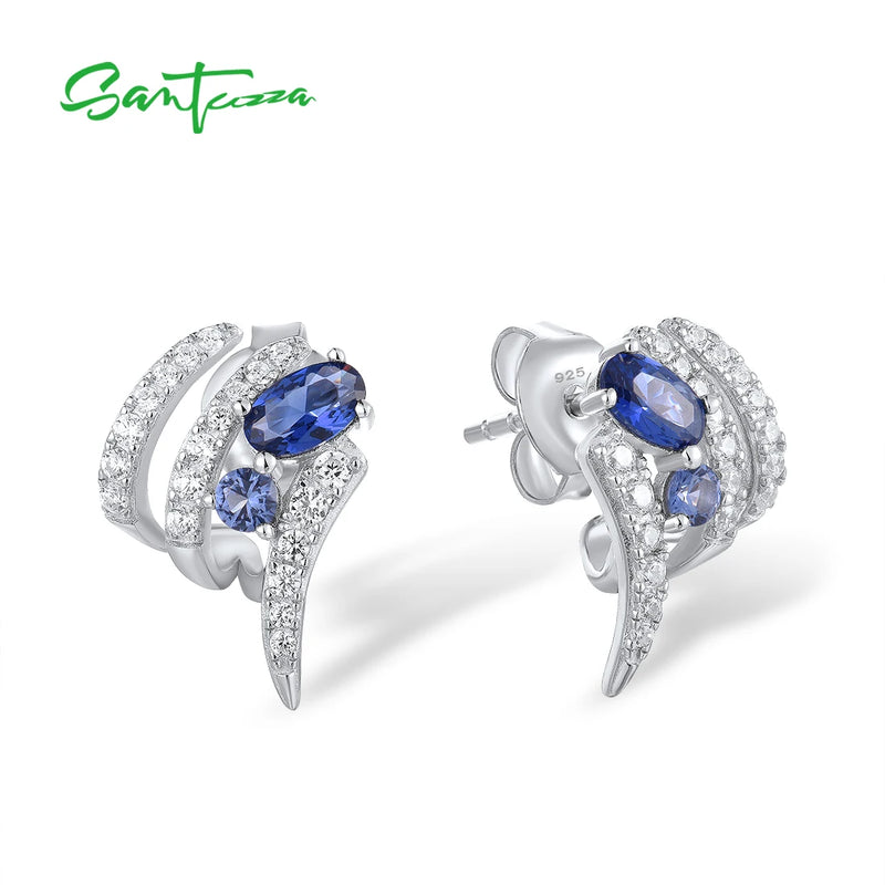 925 Silver Stud Earrings Sparkling Spinel CZ Fine Jewelry