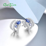925 Silver Stud Earrings Sparkling Spinel CZ Fine Jewelry