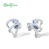 925 Silver Stud Earrings Spinel CZ Fine Jewelry
