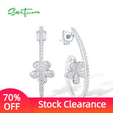 925 Sterling Silver Stud Earrings Sparkling CZ Flower Party Jewelry