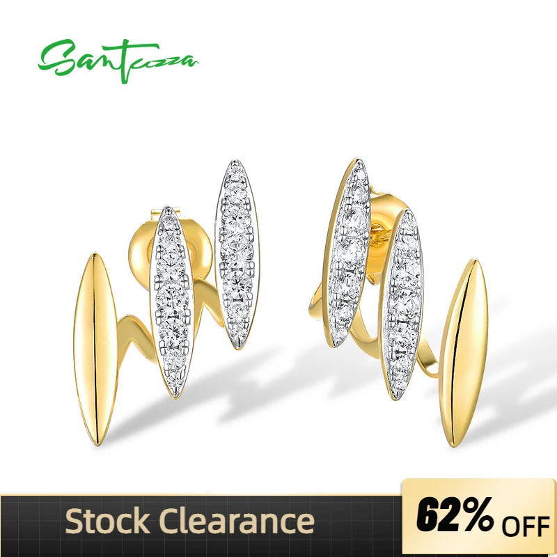 925 Silver CZ Stud Earrings Fine Jewelry