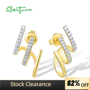 925 Silver Stud Earrings CZ Fine Party Jewelry