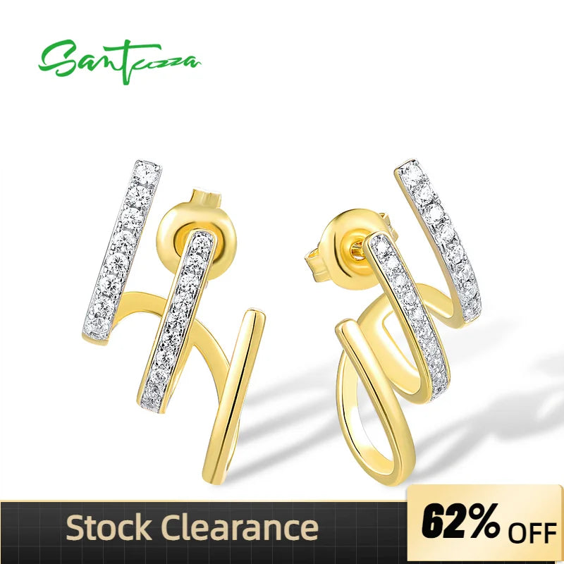 925 Silver Stud Earrings CZ Fine Party Jewelry