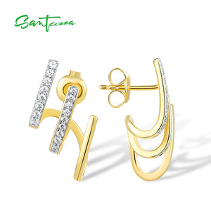 925 Silver Stud Earrings CZ Fine Party Jewelry
