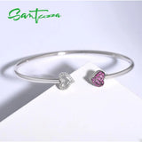 925 Sterling Silver Heart Adjustable Bangle Jewelry