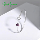 925 Sterling Silver Heart Adjustable Bangle Jewelry