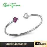 925 Sterling Silver Heart Adjustable Bangle Jewelry