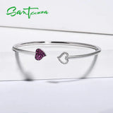 925 Sterling Silver Heart Adjustable Bangle Jewelry