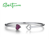 925 Sterling Silver Heart Adjustable Bangle Jewelry