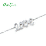925 Silver Bracelet Women CZ LOVE Fine Jewelry
