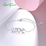 925 Silver Bracelet Women CZ LOVE Fine Jewelry