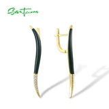 925 Silver Drop Earrings Sparkling CZ Enamel Fine Jewelry