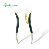 925 Silver Drop Earrings Sparkling CZ Enamel Fine Jewelry